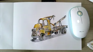 Urban sketch series：An old truck