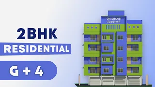 G+4 Residential 2BHK Apartment with Shop & Parking in 3000 SqFt  Built-Up Area | G+4 Plan & 3D Model