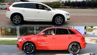 SLIP TEST - Volvo V60 Cross Country AWD vs Audi Q3 Quattro - @4x4.tests.on.rollers