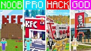 Minecraft TNT KFC HOUSE BUILD CHALLENGE - NOOB vs PRO vs HACKER vs GOD / Animation