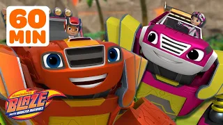Robot Blaze Rescues Animals from HOT Lava! 🌋 w/ Watts | 60 Minutes | Blaze and the Monster Machines