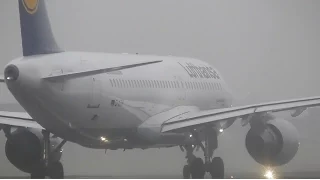 Foggy Plane Spotting at Birmingham Int'l Airport - RW15 Close ups!