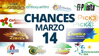 Resultados del Chance del Jueves 14 de Marzo de 2024 | Loterias 😱🤑💰💵