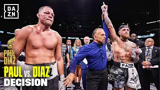 JAKE PAUL TAKES DOWN NATE DIAZ 🔥 | Paul vs Diaz Winner Announcement