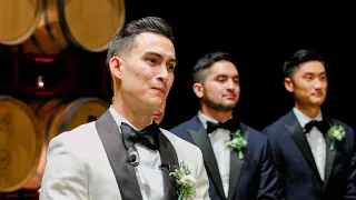 Groom Can't Stop Crying When He Sees His Bride Walk Down The Aisle - Palm Event Center Wedding 😢
