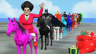 Spiderman horse racing challenge with Hulk Venom IronMan Batman Scary teacher|Game GTA 5 Superheroes