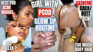 Weekly GLOW Up Routine of a Girl with PCOD ✨| Body/Butt Acne, Facial Hair, Acne marks, Hair Loss..