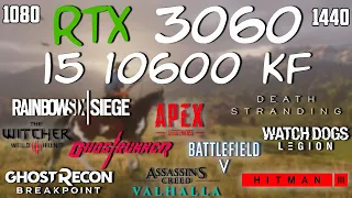 RTX 3060 12 GB + i5-10600KF | Test in 10 games | 1080p and 1440p | Part 2
