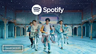 [TOP 100] • MOST STREAMED BTS SONGS ON SPOTIFY ALL THE TIME — MARCH 2021