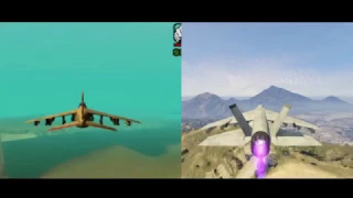 GTA SA vs GTA V - Comparing Hydra Flying Time Corner to Corner