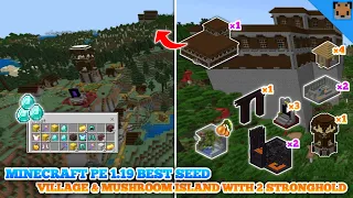 Minecraft pe 1.19 Seed - Village & Mushroom island with Stronghold - Easy found Bastions & fortress