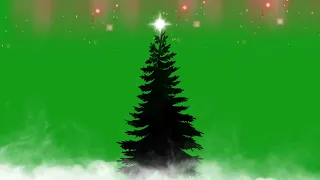 Christmas tree with a star and fog | Green Screen Library