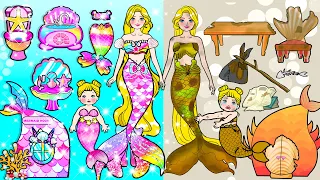 Rainbow & Broken MERMAID Mother and Daughter Dress Up - Mermaid's New Home Decor | Woa Doll Spanish