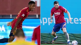 Lionel Messi RETURNS to Barcelona training! Ansu Fati makes history in stunning Spain performance!