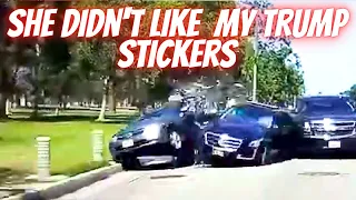 SHE DIDN'T LIKE  MY TRUMP STICKERS --- Bad drivers & Driving fails -learn how to drive #1111