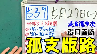 今彩539 | 5月27日(一)孤支版路 走8進9次【鐵口直斷】