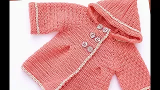 Girl's coat with crochet very easy