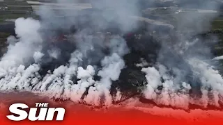 La Palma volcano: Incredible drone footage shows new delta in the sea