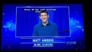 Jeopardy, intro & 1st Daily Double - Matt Amodio DAY 37 (10/7/21)