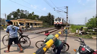 Dangerous Situation Stupid public Risky Crossing railgate : Furious speedy Honking Moved Railroad