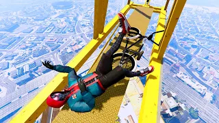 GTA 5 - Spiderman BMX Parkour Jumps Vol.7 (Euphoria Ragdolls)