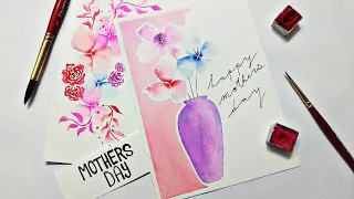 Easy FLORAL Mothers day cards for beginners » Easy watercolour florals techniques for spring