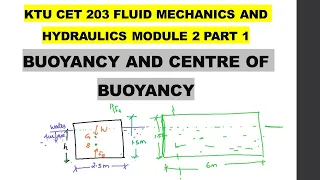 BUOYANCY || FORCE OF BUOYANCY || CENTRE OF BUOYANCY ||  CET 203 FLUID MECHANICS AND MODULE 2 PART 1