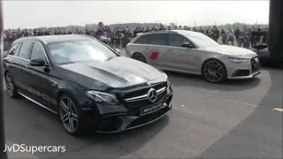 Mercedes AMG E63 S Estate vs BMW M5 F10 vs Audi RS6 C7 vs Mercedes AMG GTS - Dragrace!