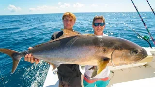 JIGGING For MONSTER Fish..Catch Clean Cook - Amberjack (Deep Sea Gulf Fishing)