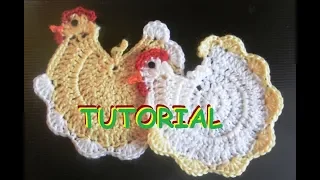 Hens crochet pot holder - Tutorial