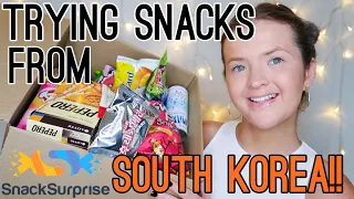 TRYING SNACKS FROM SOUTH KOREA! | SNACK SURPRISE MONTHLY SUBSCRIPTION BOX REVIEW! | HARRIET MILLS