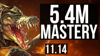 RENEKTON vs VIEGO (TOP) | 5.4M mastery, 5/1/4, 900+ games | KR Master | v11.14