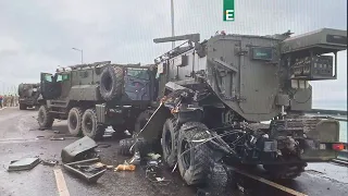 Окупанти розбили колону своїх бронеавтомобілів у ДТП на Керченському мосту
