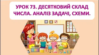 Математика 1 клас. Урок 73. Десятковий склад числа. Аналіз задачі, схеми.