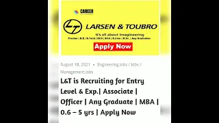 Apply at Amazon, TCS, L&T jobs for freshers and entry level posts