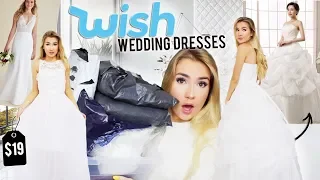 TRYING ON WEDDING DRESSES FROM WISH.COM!!