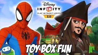 Spiderman and Captain Jack Sparrow Disney Infinity 3.0 Toy Box Fun Gameplay