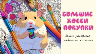 Большие хобби покупки. Много раскрасок и акварели. Хомякоз остановись🙈