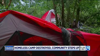 Community helps homeless after storm destroys camp