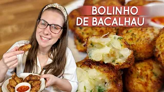 Crocante por fora e cremoso por dentro, bolinho de bacalhau delicioso!