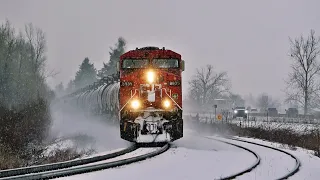 Canadian Freight Trains Managing Winter Conditions And Snow Thru British Columbia