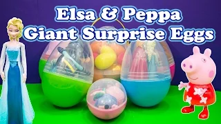 Opening Surprise Eggs Featuring Frozen and Peppa Pig with the Assistant