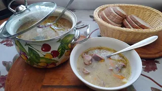 бабусині рецепти " ЗУПА  З ФЛЯЧКАМИ  " ( ГУСТА  ЮШКА  З ПОТРУШКАМИ  ).