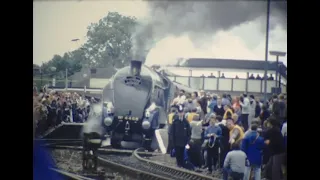 A4 4468 'Mallard' departs Stratford upon Avon, UK in mid 1980s