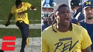 Michigan's Devin Bush ruins Michigan State logo after pregame scuffle | College Football