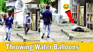 Throwing Water Balloons with twist | Throwing Water Balloons Prank | Prakash Peswani Prank |