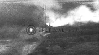 German Messerschmitt Bf-110 aircraft attack Allied Ground targets. Allied aircraf...HD Stock Footage