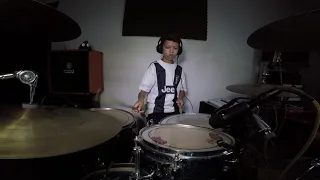 12 years old boy plays "Like A Stone" by Audioslave on the drums