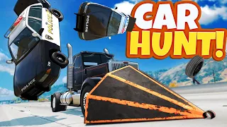 CAR HUNT CHASE But With a DIESEL TRUCK ESCORT in BeamNG Drive Mods!