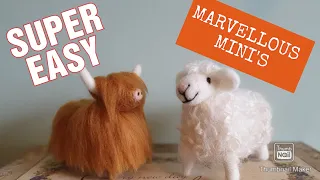 Beginner Needle Felt HIGHLAND COW AND SHEEP - Needle Felted Animals, Needle Felting For Beginners